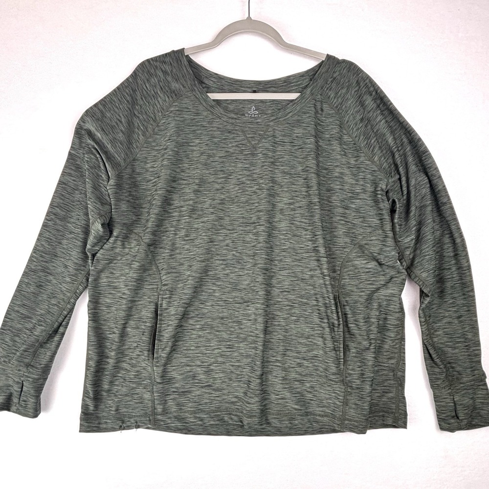 prAna Women's Philipa Top Shirt Size XL Green Pockets - Missing Side Drawstring